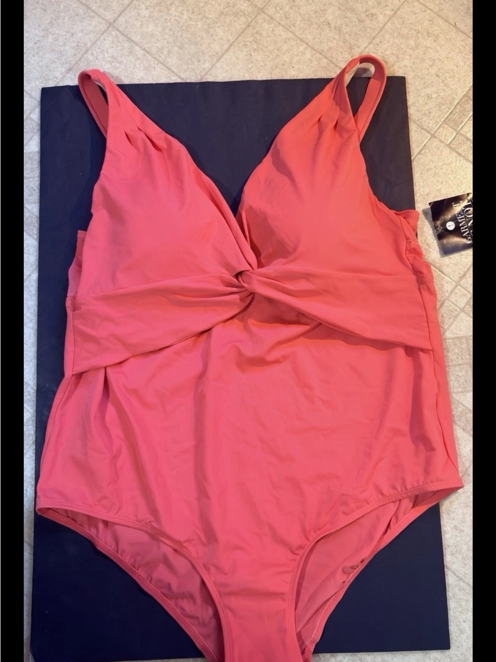 Avenue Coral Twist-Front One-Piece Swimsuit Plus 26W